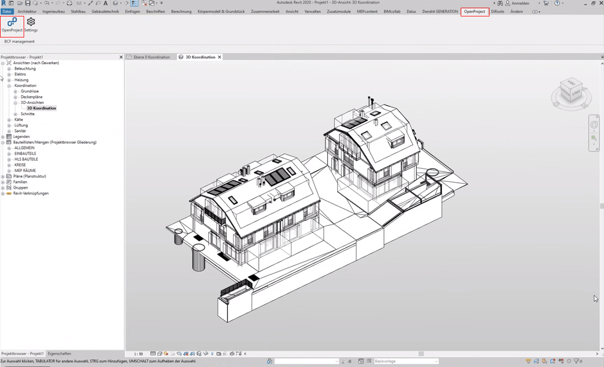 Start OpenProject BIM Addin