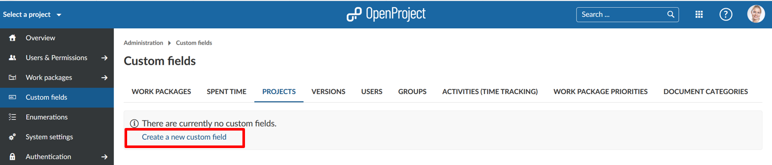 Sys-admin-create-custom-field-projects