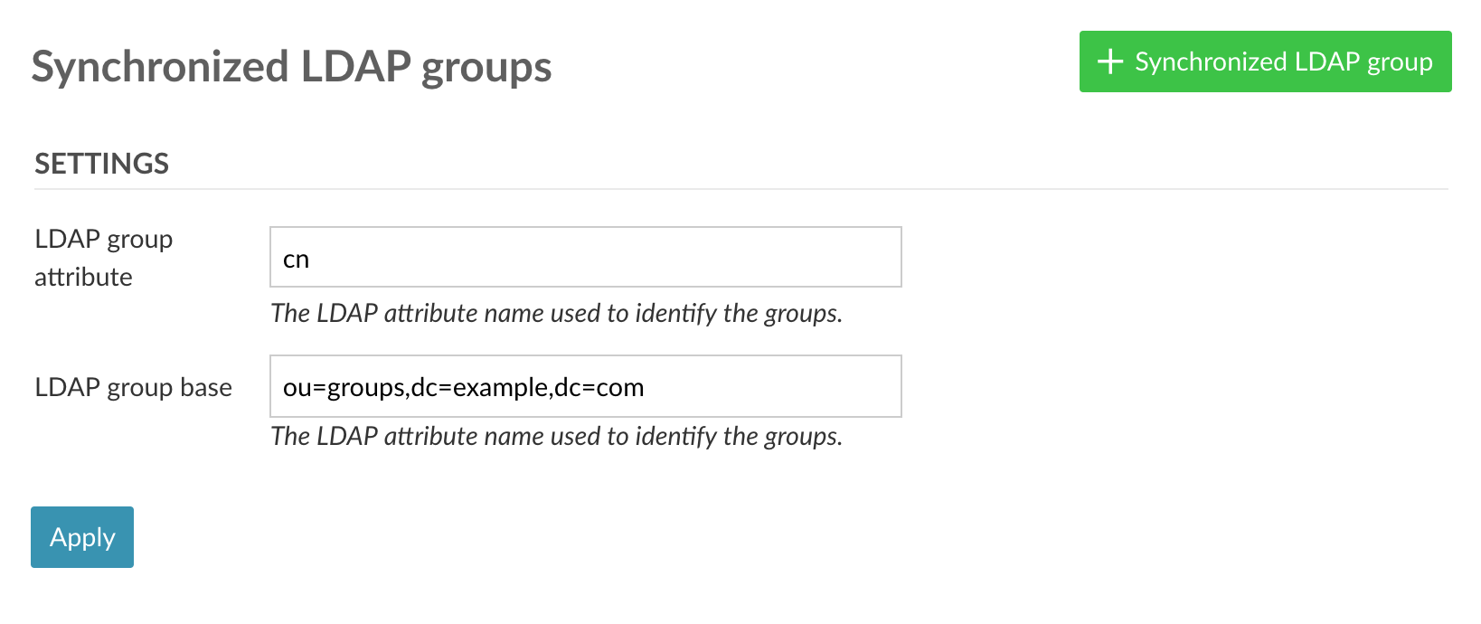 LDAP group synchronization settings