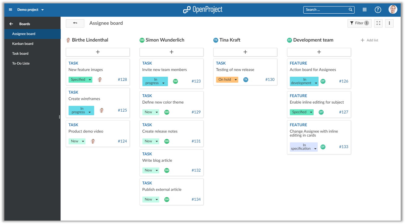 Assignee-boards