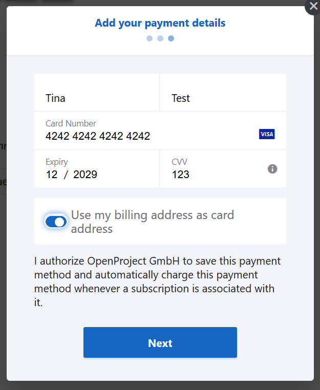 Payment details