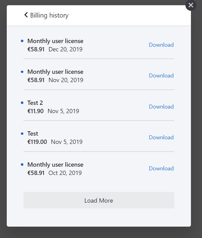 Billing history overview