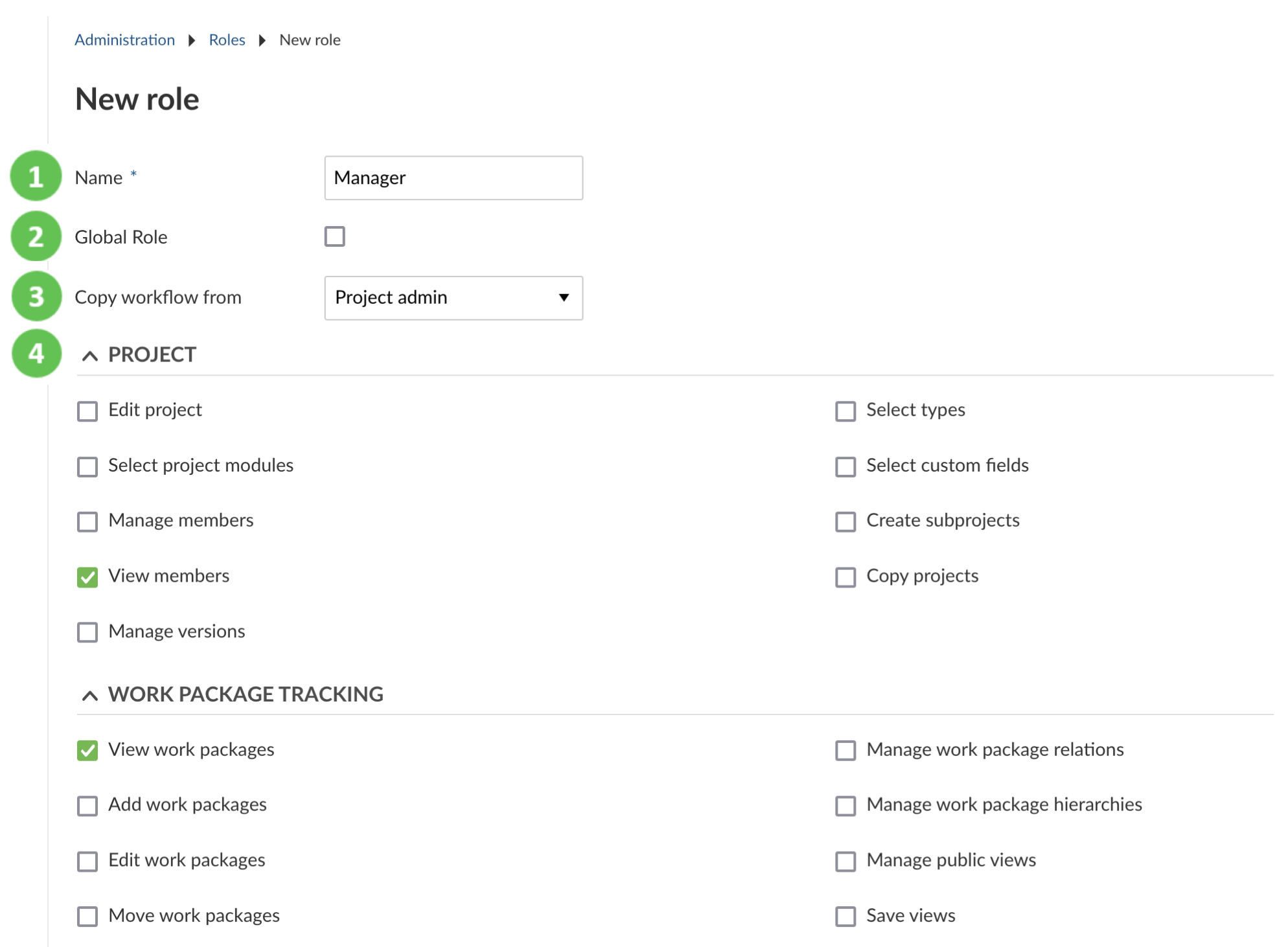 create new role with role template