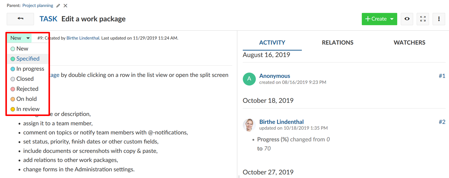 Sys-admin-work-package-status