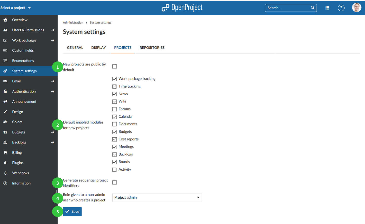 System-admin-guide-project-settings