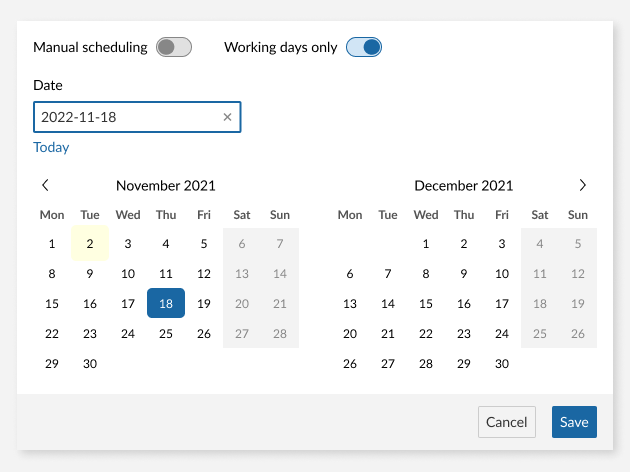 Milestones have datpickers with a single date field