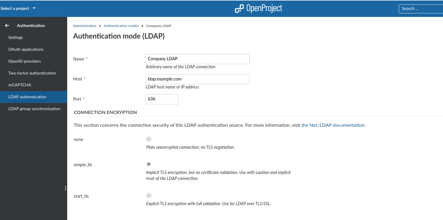 Adding a new LDAP authentication server