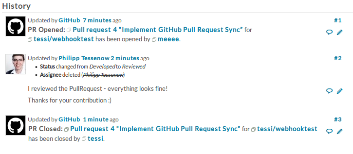 GitHub Integration Screenshot