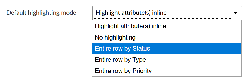 default highlighting mode